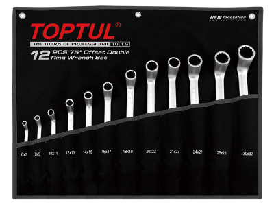 Набор ключей накидых 75º 6-32 мм, 12 предметов на полотне TOPTUL GPAI1202 Набор ключей накидых 75º 6-32 мм, 12 предметов на полотне TOPTUL GPAI1202