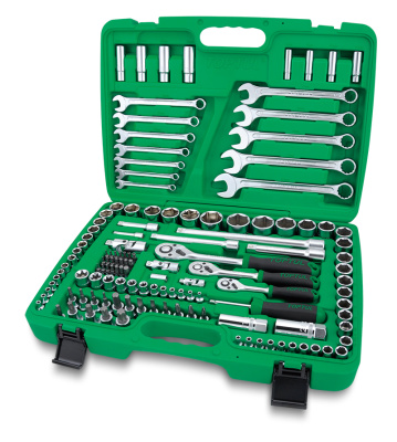 Набор инструментов в чемодане 1/4", 3/8", 1/2" 6-гр. дюйм и метрика,130 предметов, TOPTUL GCAI130B Набор инструментов в чемодане 1/4", 3/8", 1/2" 6-гр. дюйм и метрика,130 предметов, TOPTUL GCAI130B