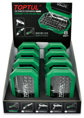 Набор бит 1/4" с трещоткой 35 пр. Display Box (8 комплектов) TOPTUL GACW3503S Набор бит 1/4" с трещоткой 35 пр. Display Box (8 комплектов) TOPTUL GACW3503S