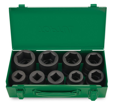 Набор ударных головок 1" 24-41 мм и футорки 17,19 и 21 мм, 9 предметов TOPTUL GDAD0901 Набор ударных головок 1" 24-41 мм и футорки 17,19 и 21 мм, 9 предметов TOPTUL GDAD0901