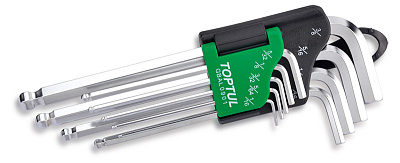 Набор шестигранников Г-образных дюймовых 1/16"-3/8", 9 предметов TOPTUL